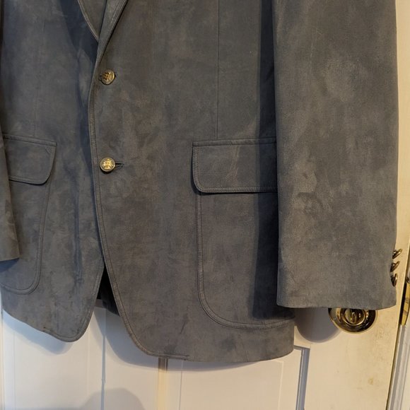 Golden Lancer Men's Suede Powder Blue Blazer sz 42 Imported Materials USA Made - Picture 8 of 14